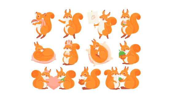 可爱的松鼠集合矢量素材(EPS)