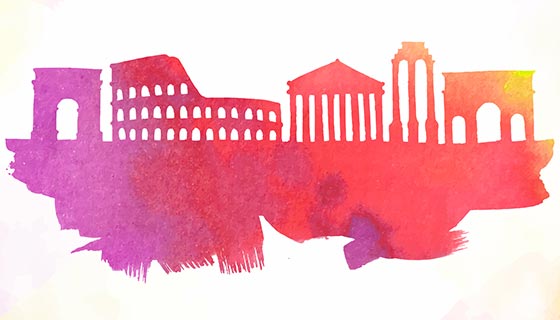 罗马水彩剪影矢量素材(EPS/AI)