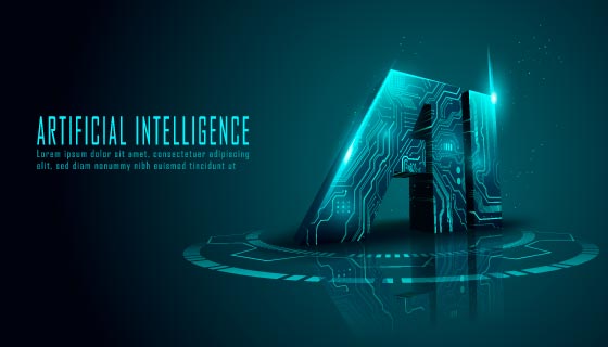 3D立体AI芯片概念设计矢量素材(EPS)