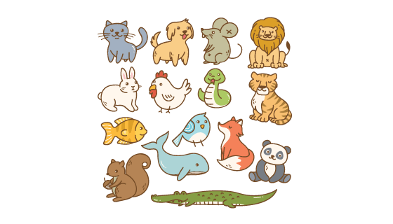 手绘风格的各种动物矢量素材(EPS)