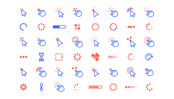 各种各样的鼠标指针图标和loading加载图标矢量素材(EPS)