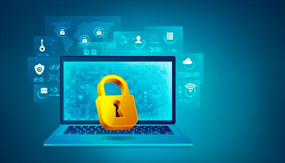 笔记本和锁设计网络安全背景矢量素材(EPS)