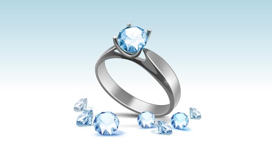 逼真闪亮的蓝宝石钻戒矢量素材(EPS)