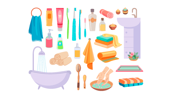 扁平风格的浴室用品矢量素材(EPS)