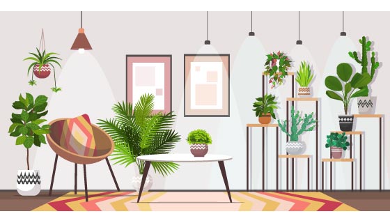 舒适的现代客厅设计矢量素材(EPS)