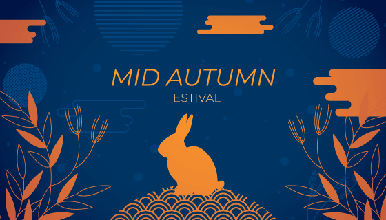 兔子和月饼设计中秋节概念背景矢量素材(AI/EPS)
