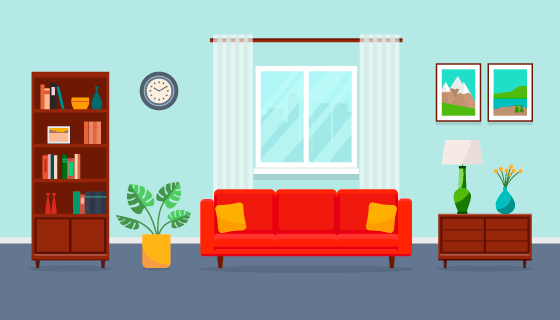 现代简约舒适客厅矢量素材(EPS)