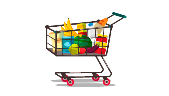 装满物品的购物车矢量素材(EPS)