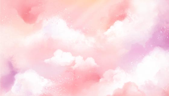 水彩粉色梦幻天空背景矢量素材(AI/EPS)