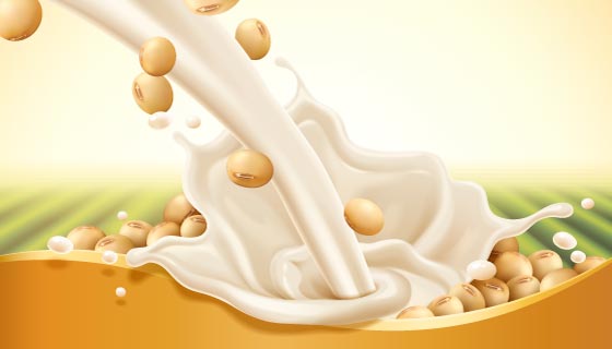 逼真的豆奶广告设计矢量素材(EPS)