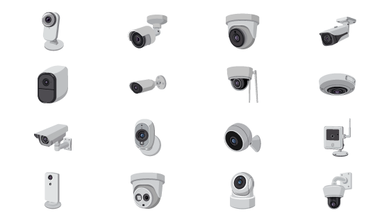 16种各种各样的监控摄像头矢量素材(EPS)