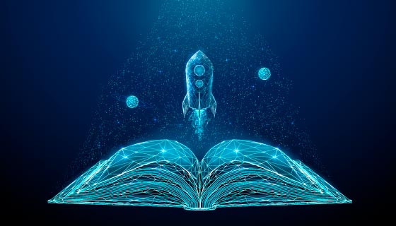 从书海中走向浩瀚宇宙概念设计矢量素材(EPS)