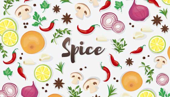 香料蔬菜水果背景矢量素材(EPS)