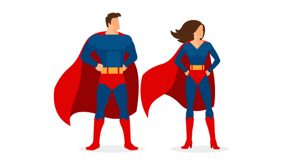 扁平风格的男女超人矢量素材(EPS/PNG)