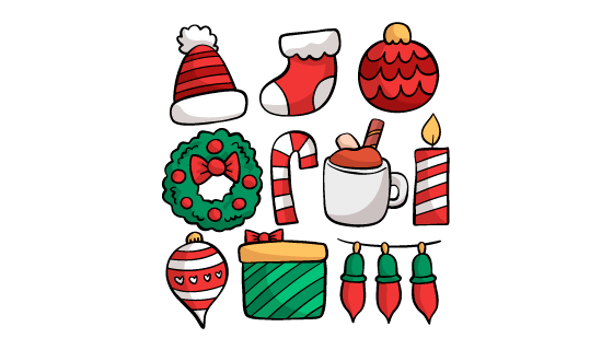 十个手绘风格的圣诞节元素矢量素材(AI/EPS/PNG)
