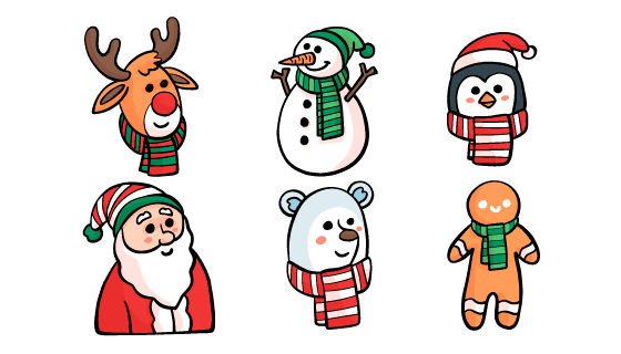六个手绘风格的圣诞节元素矢量素材(AI/EPS/PNG)
