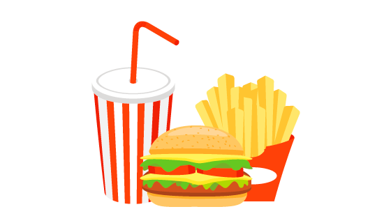 扁平风格的汉堡薯条可乐快餐矢量素材(EPS/PNG)