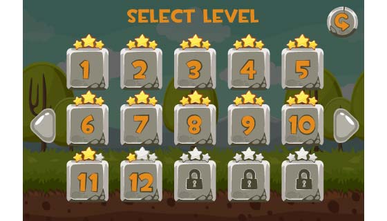 石头设计的游戏关卡UI界面矢量素材(EPS)