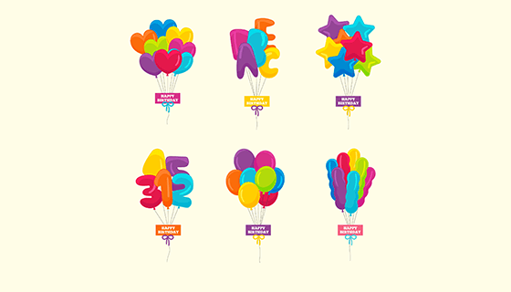 可爱多彩的装饰气球矢量素材(EPS/AI)