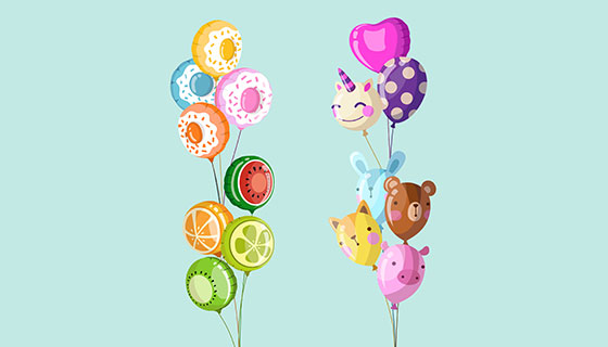 可爱多彩的装饰气球矢量素材(EPS/AI)