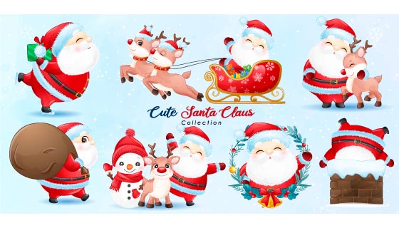 调皮可爱的圣诞老人矢量素材(EPS/PNG)