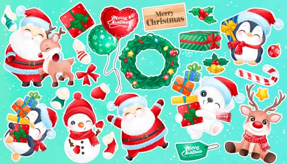 可爱的圣诞节元素矢量素材(EPS/PNG)