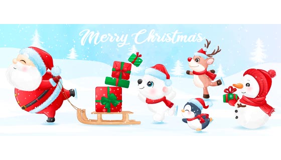 溜冰的圣诞老人矢量素材(EPS)