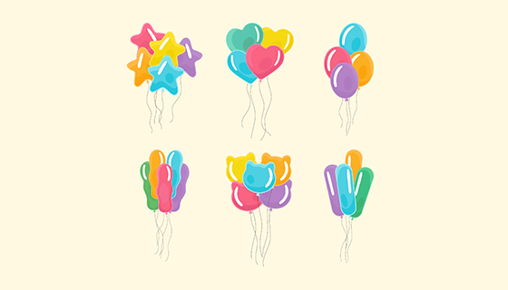 可爱多彩的装饰气球矢量素材(EPS/AI)