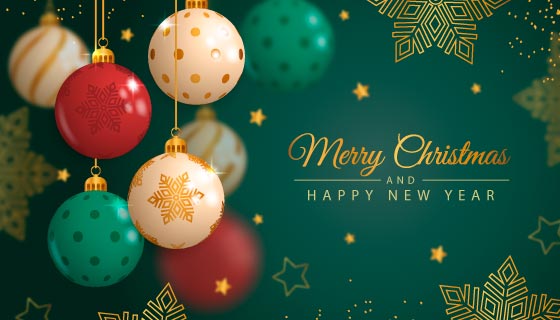 逼真的圣诞球设计圣诞节背景矢量素材(AI/EPS)