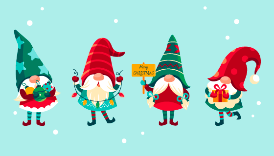四个小圣诞老人矢量素材(AI/EPS/PNG)