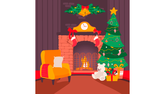 温馨的圣诞小屋矢量素材(AI/EPS)