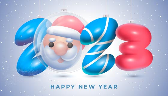 圣诞老人头像设计2023新年快乐背景矢量素材(AI/EPS)