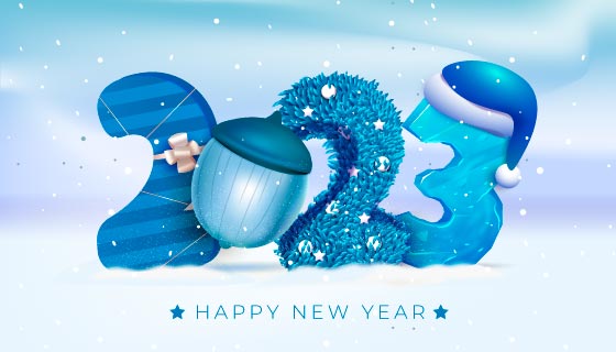圣诞帽和松果设计2023新年快乐背景矢量素材(AI/EPS)