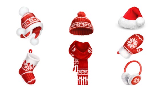 逼真喜庆的圣诞节服装矢量素材(EPS)