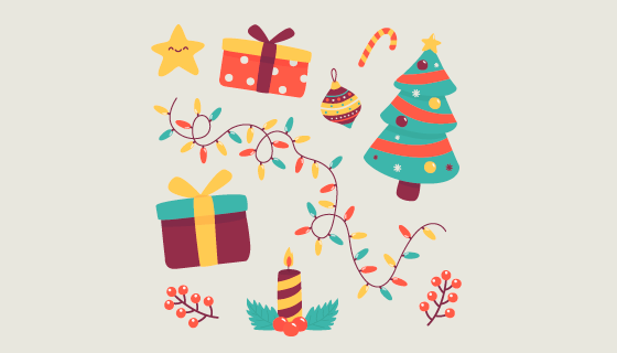 可爱的圣诞节元素矢量素材(AI/EPS/PNG)