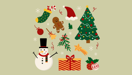 可爱的圣诞节元素矢量素材(AI/EPS/PNG)