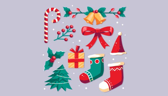 逼真立体的圣诞节元素矢量素材(AI/EPS/PNG)