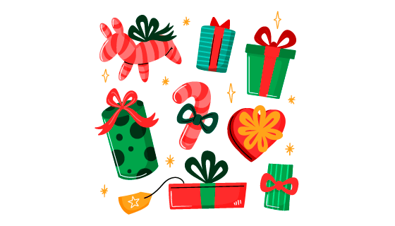 各种形状的圣诞礼物矢量素材(AI/EPS/PNG)