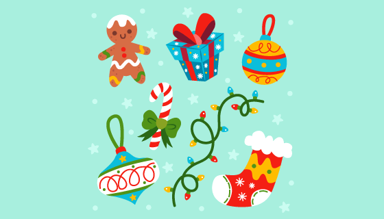 可爱的圣诞节元素矢量素材(AI/EPS/PNG)