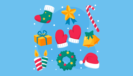 可爱的圣诞节元素矢量素材(AI/EPS/PNG)