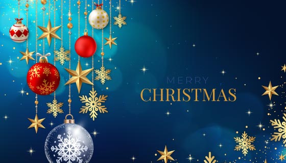 逼真的雪花圣诞球等设计圣诞节背景矢量素材(AI/EPS)