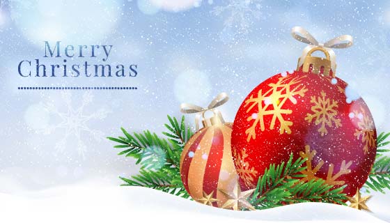 逼真的圣诞球设计圣诞节背景矢量素材(AI/EPS)