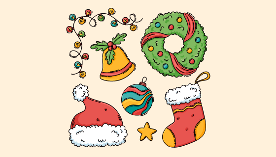 可爱的圣诞节元素矢量素材(AI/EPS/PNG)