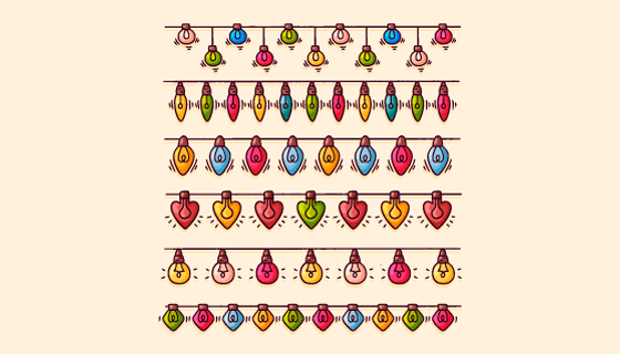 手绘风格的圣诞彩灯矢量素材(AI/EPS/PNG)