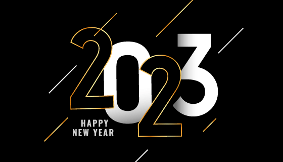 错落的数字设计2023新年快乐背景矢量素材(EPS)