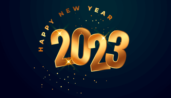 金色数字设计2023新年快乐背景矢量素材(EPS)
