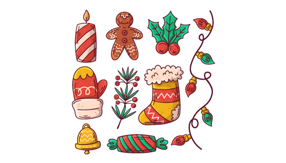 可爱的圣诞元素矢量素材(AI/EPS/PNG)