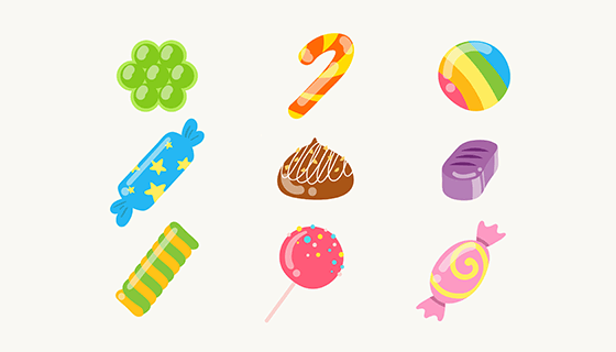 手绘风格糖果矢量素材(EPS/AI/PNG)