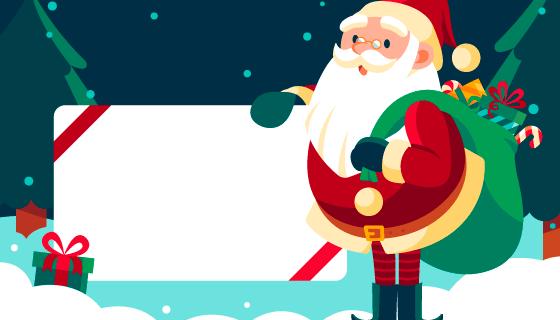 背着礼物的圣诞老人设计圣诞节留言卡矢量素材(AI/EPS)