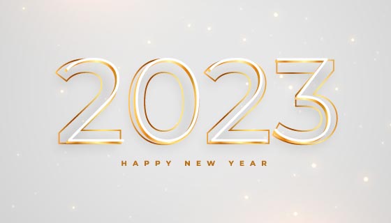 金色描边数字设计2023新年快乐背景矢量素材(EPS)